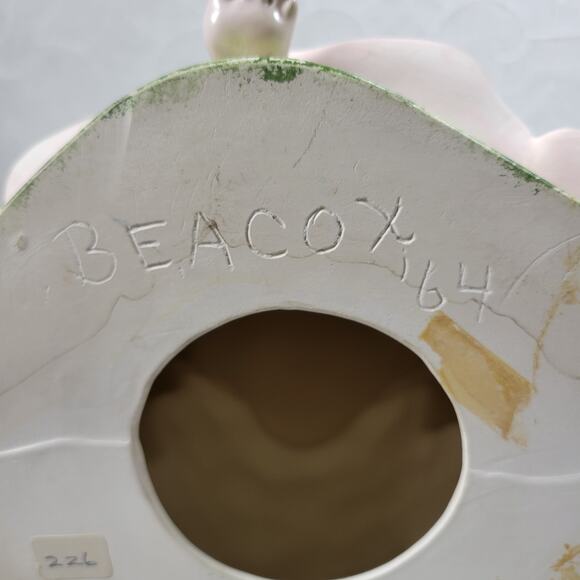 Vintage Crowned Holy Mary Baby Jesus Statue 12" Pink Ceramic‎ Madonna Bea Cox - Picture 4 of 16